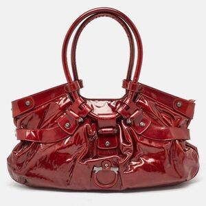 Salvatore Ferragamo Red Patent Leather Celtico Hobo